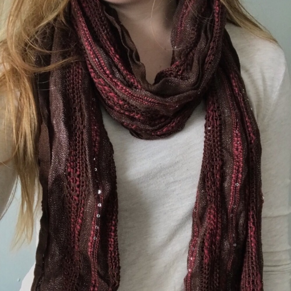 Brown and maroon scarf